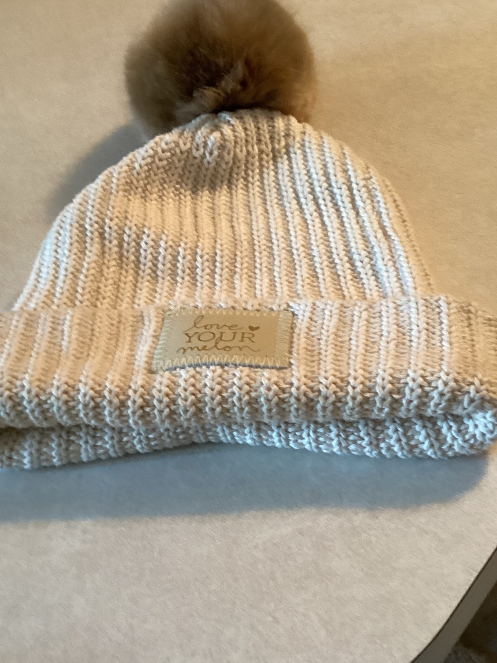 Love Your Melon Cream Knit Pom Beanie for Kids